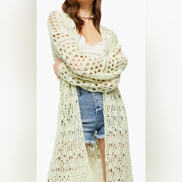 NWT Free People Sweet Talker Cardigan Small Honeydew Green $168 Retail Sweater - Picture 3 of 9